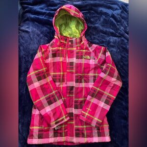 The North Face Girls Pink Plaid Jacket